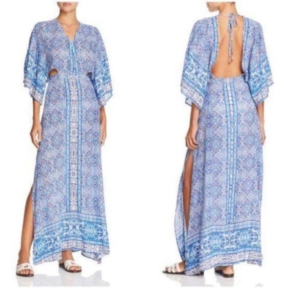 Surf Gypsy Paisley Maxi Dress Swim Cover-Up with open back size small - Picture 1 of 16